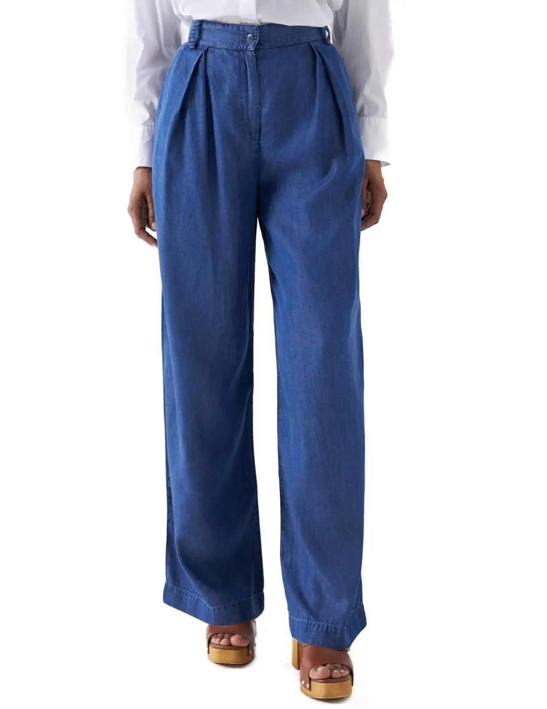 Pantalón Salsa wide leg denim tiro alto de mujer