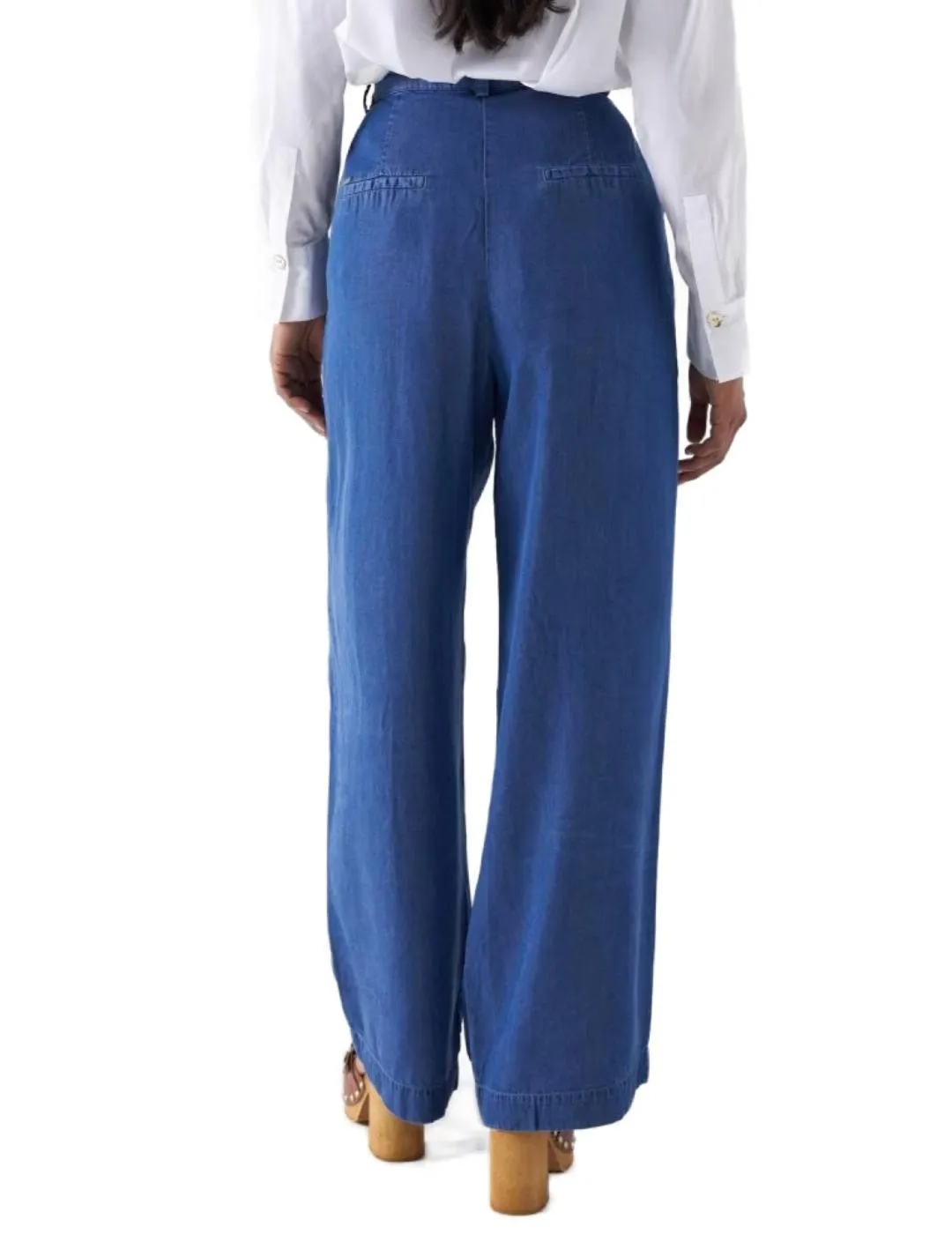 Pantalón Salsa wide leg denim tiro alto de mujer