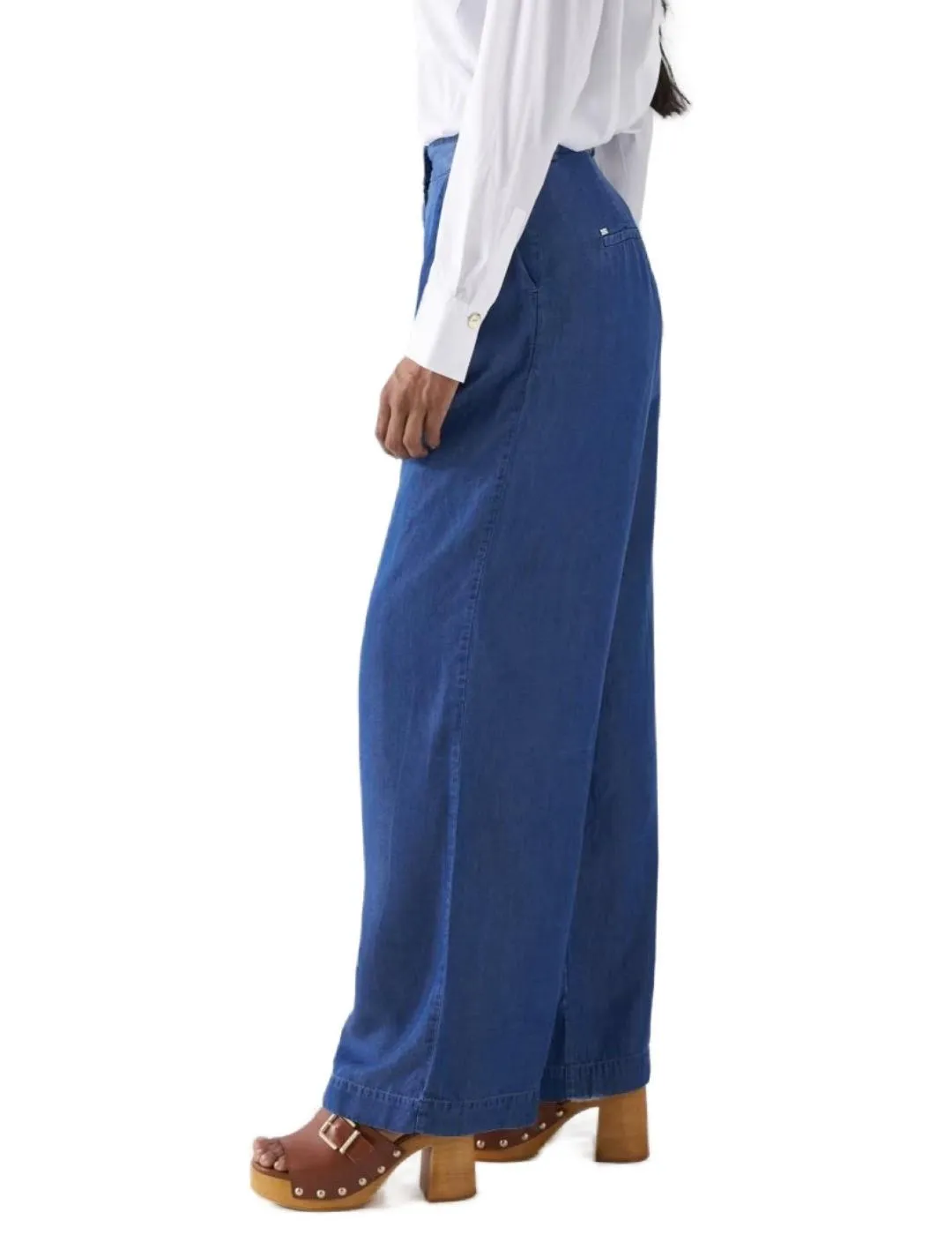 Pantalón Salsa wide leg denim tiro alto de mujer