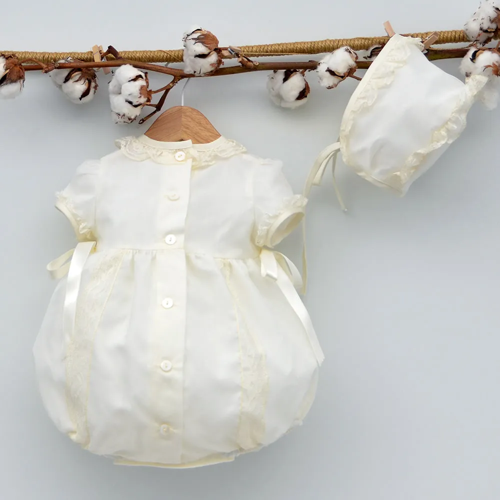 Pelele Daniel de Organza de Cristal para Bautizo con capota