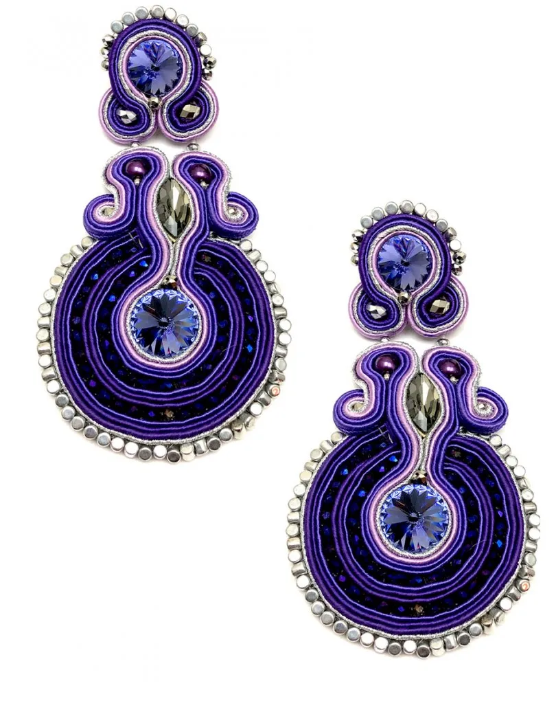 PENDIENTES DE MUJER MORADOS PARA VESTIDOS DE FLAMENCA
