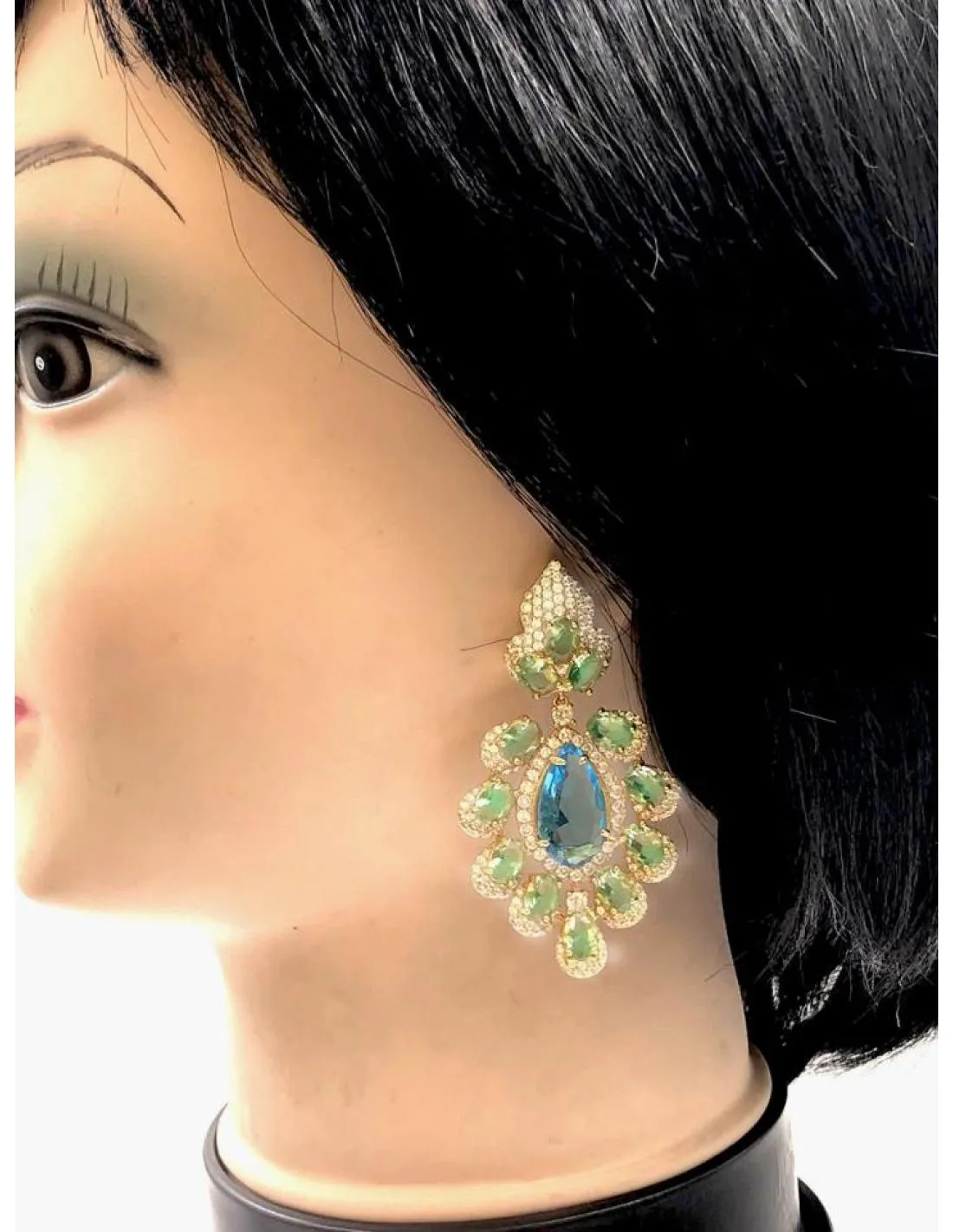 PENDIENTES PLATA LARGOS VERDE AGUA Y TURQUESA IDEAL EN BODAS DE NOCHE
