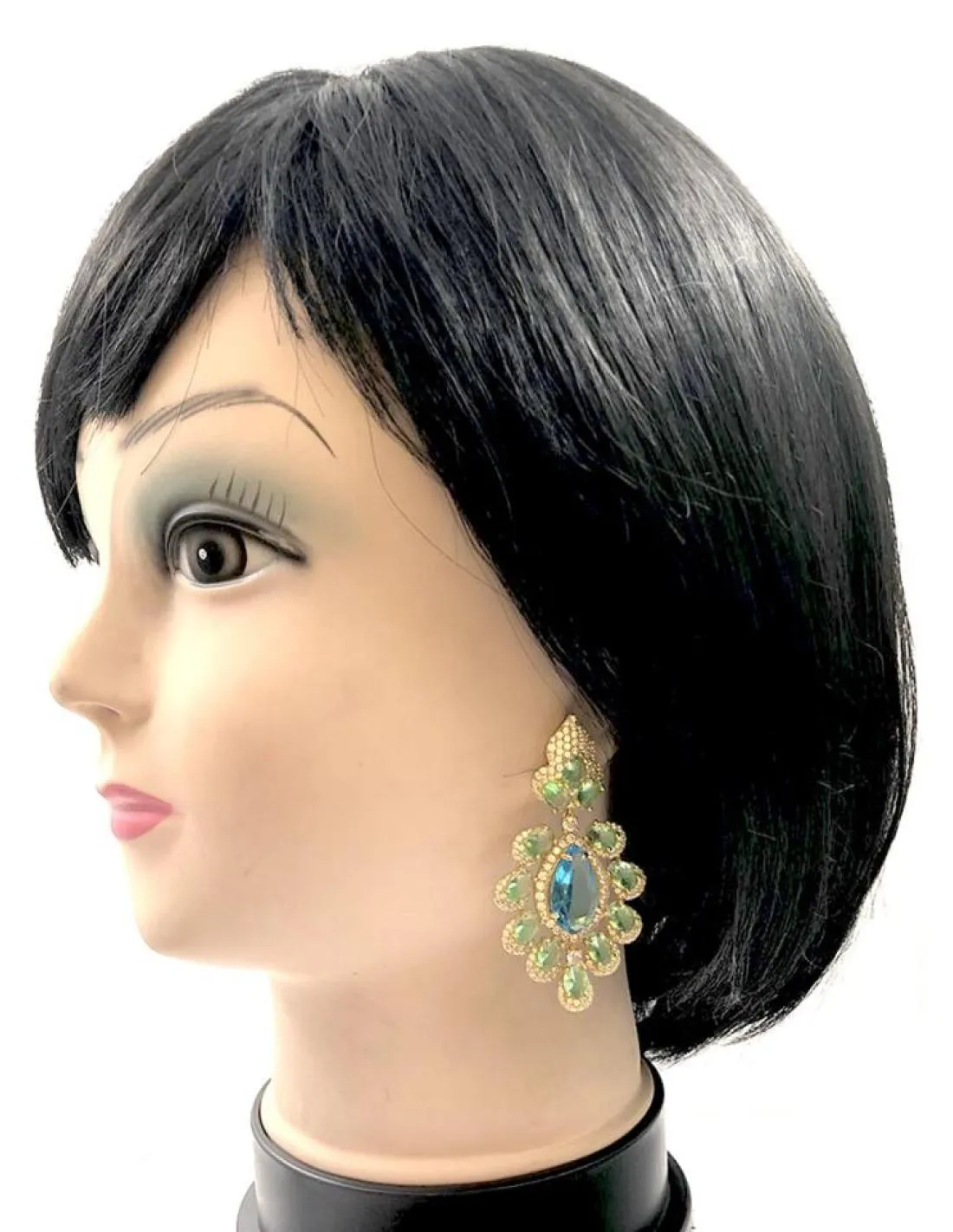 PENDIENTES PLATA LARGOS VERDE AGUA Y TURQUESA IDEAL EN BODAS DE NOCHE