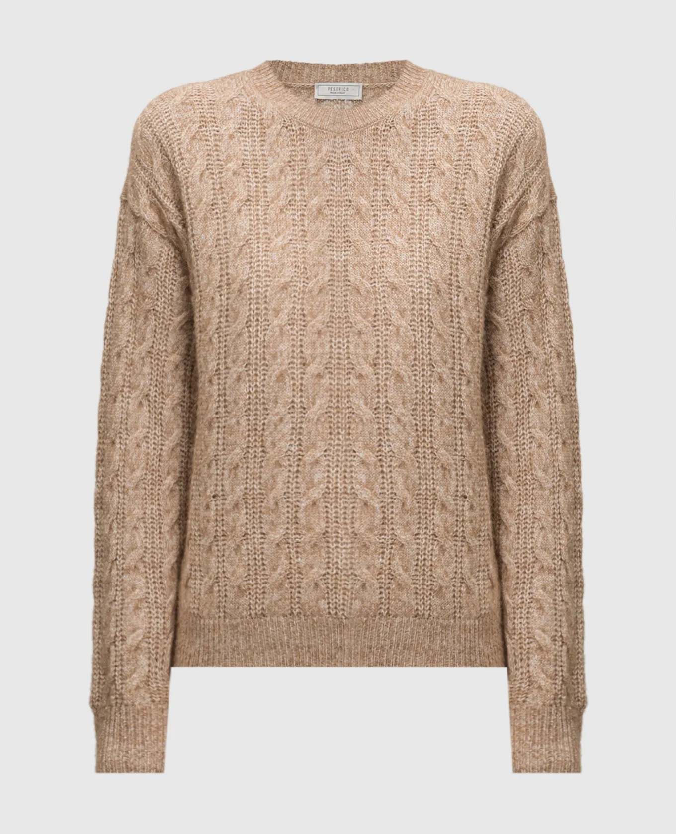 Peserico Beige melange jumper with wool, silk and cashmere