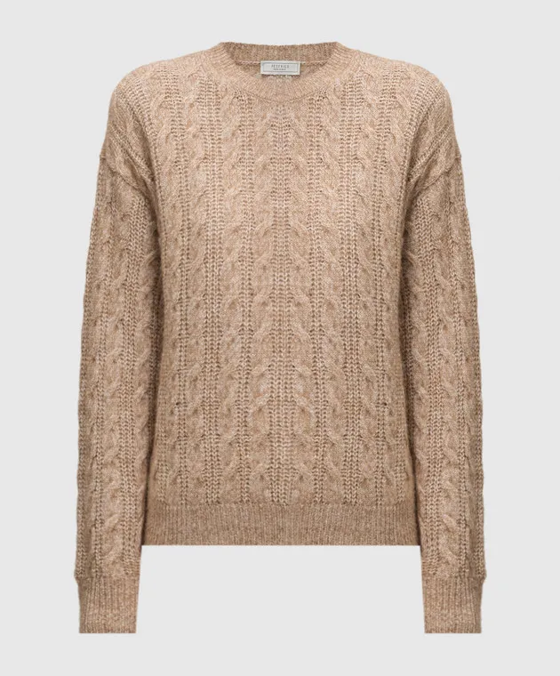 Peserico Beige melange jumper with wool, silk and cashmere