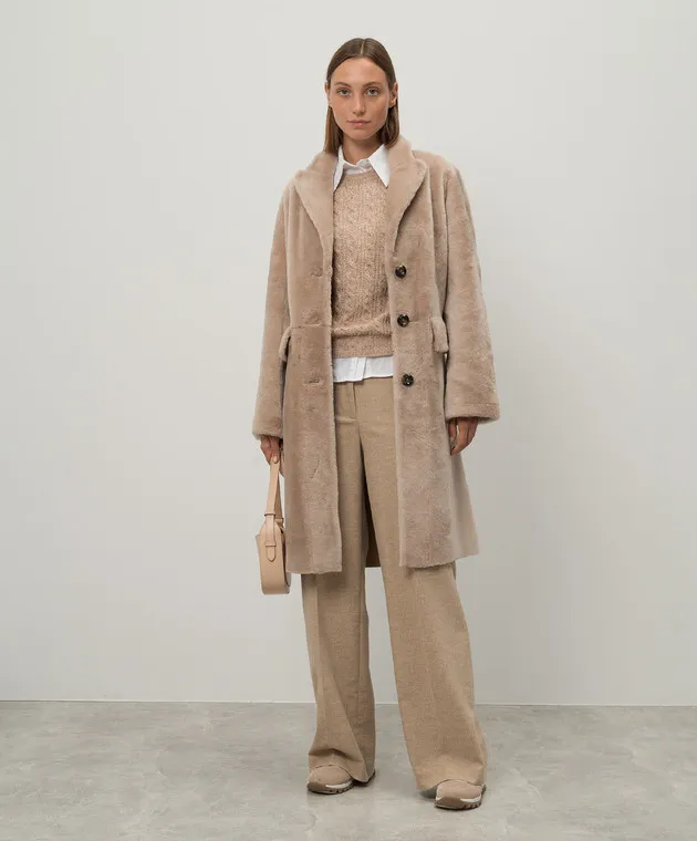 Peserico Beige melange jumper with wool, silk and cashmere