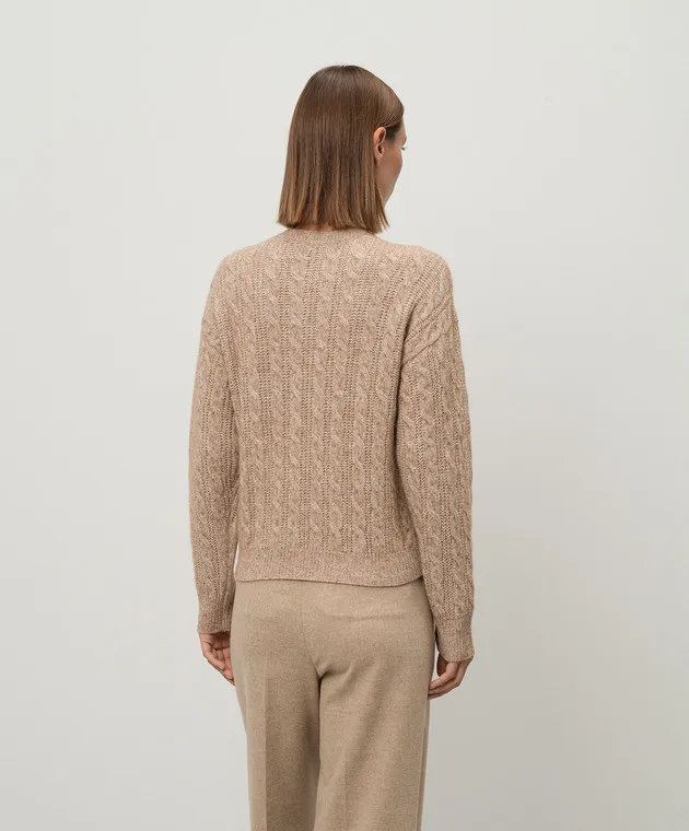 Peserico Beige melange jumper with wool, silk and cashmere