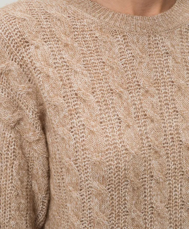 Peserico Beige melange jumper with wool, silk and cashmere