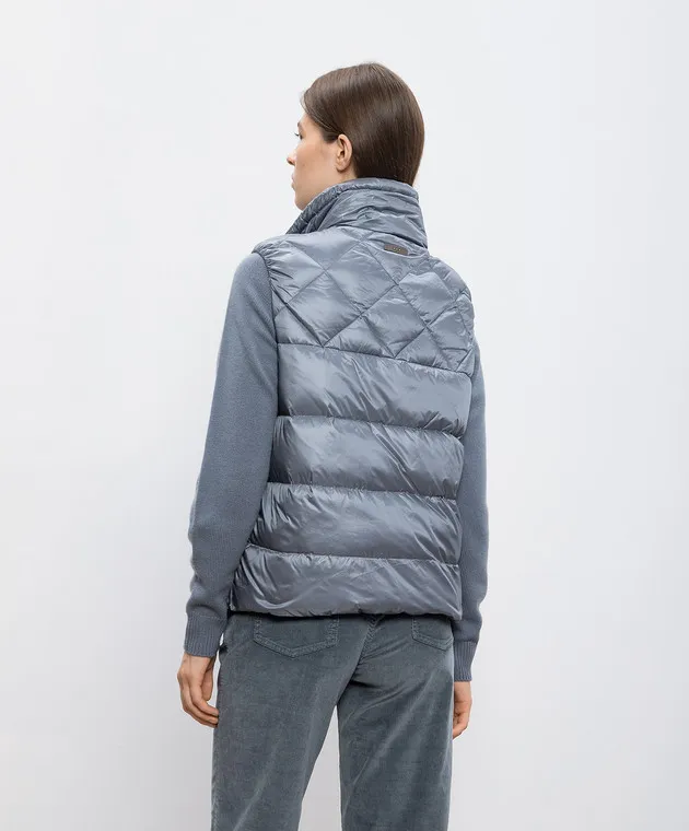 Peserico Gray quilted down vest with monil chain