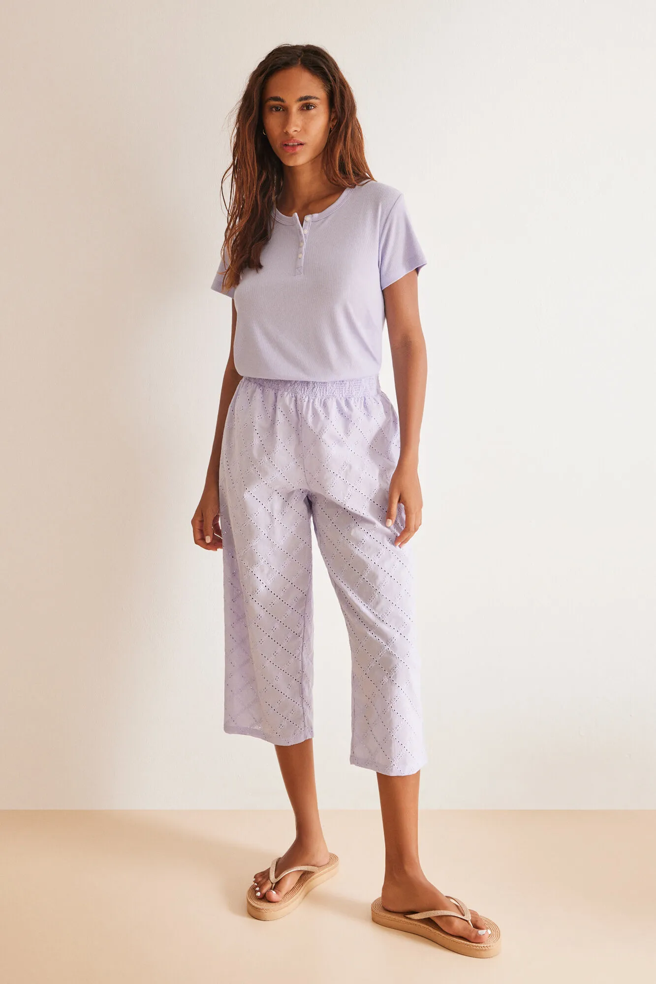 Pijama 100% algodón Capri lila