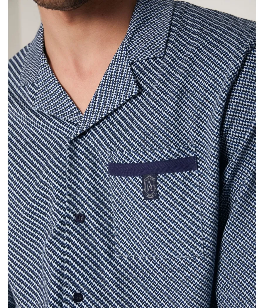Pijama largo abierto Mercury hombre Admas Classic azul algodón