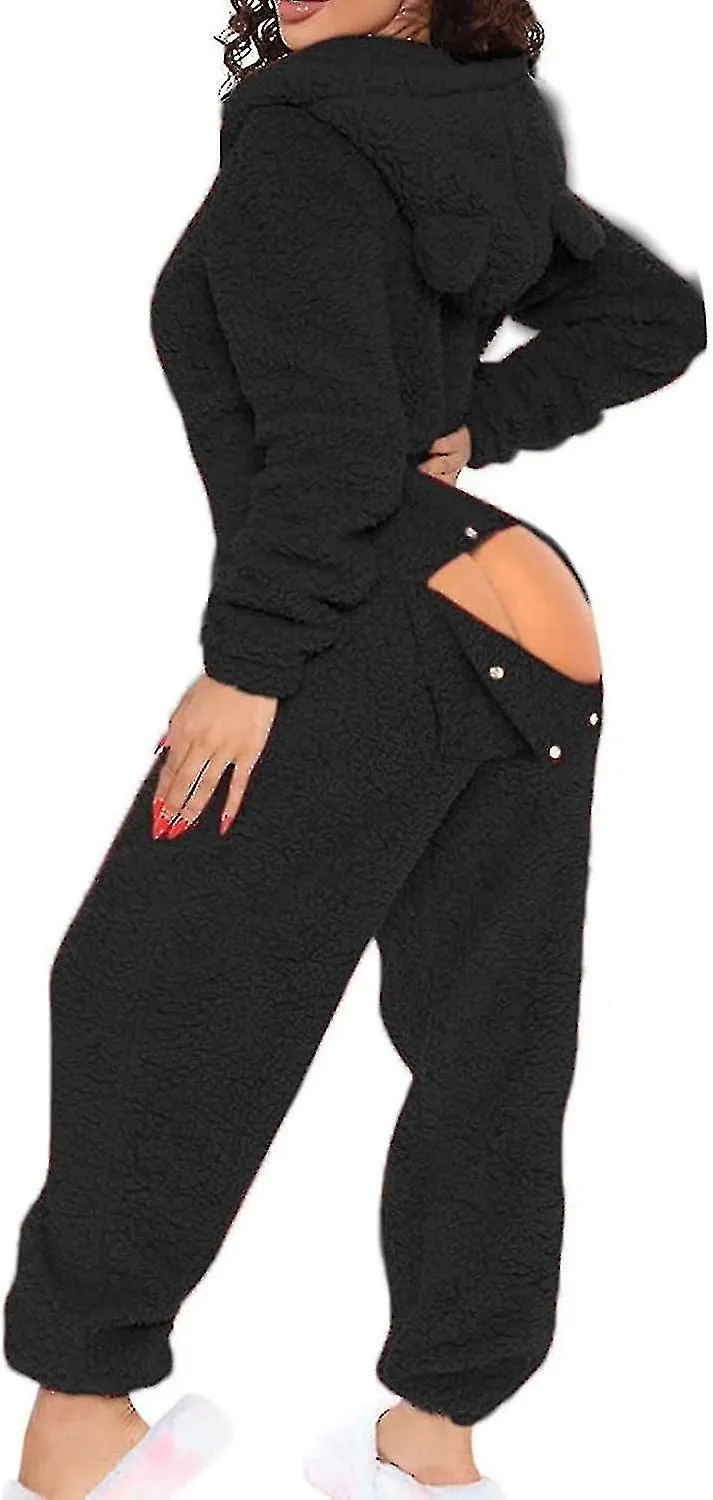 Pijama sexy para adultos para mujeres solapa a tope con capucha de una sola pieza pijama de dormir esponjoso para mujer, viernes