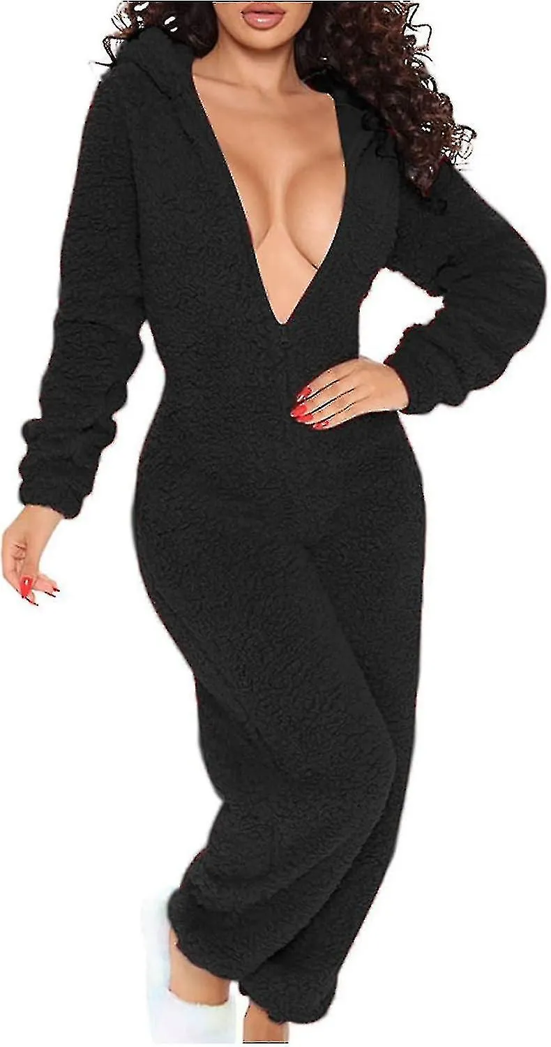 Pijama sexy para adultos para mujeres solapa a tope con capucha de una sola pieza pijama de dormir esponjoso para mujer, viernes