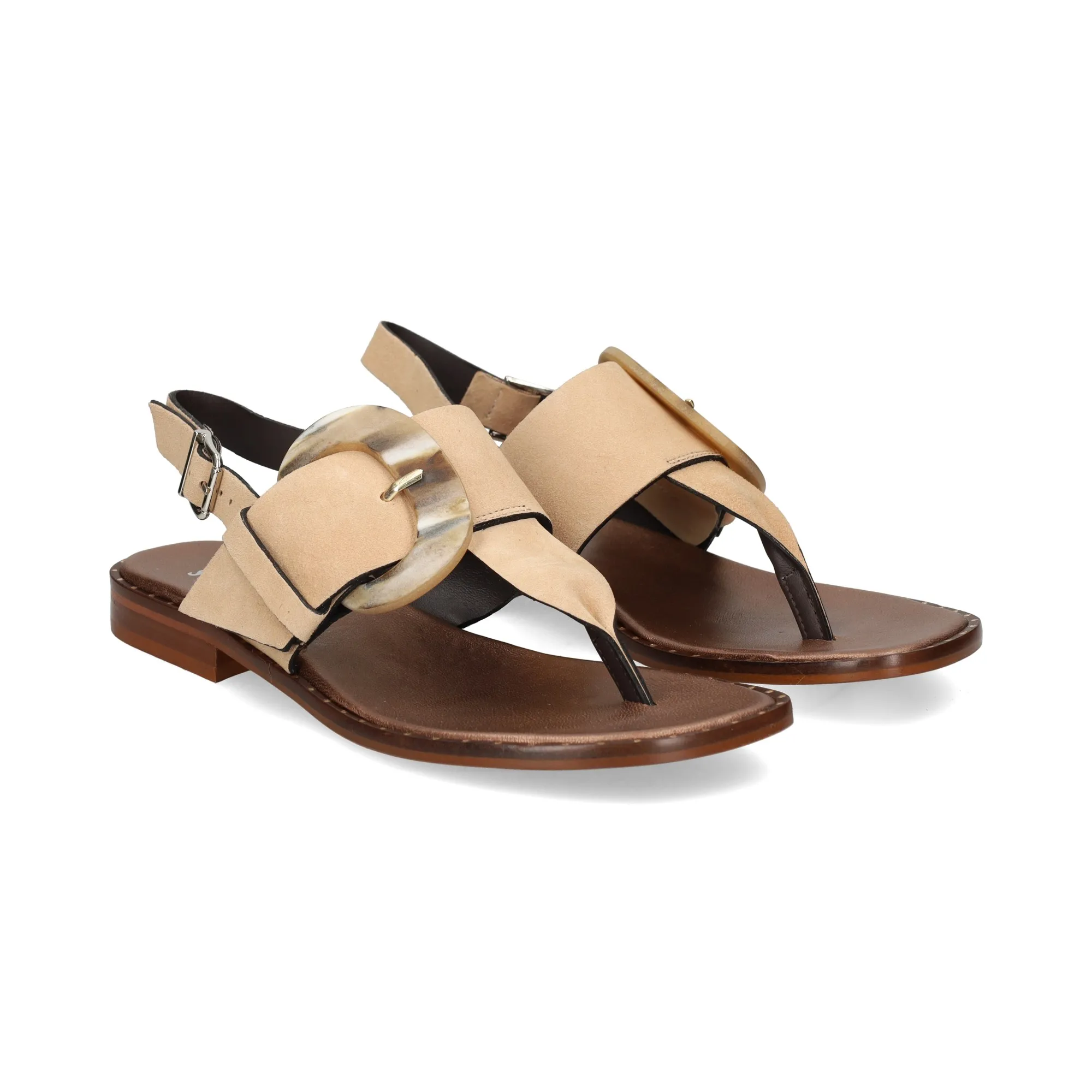 PLUMERS Sandalias planas de Mujer CAMEL