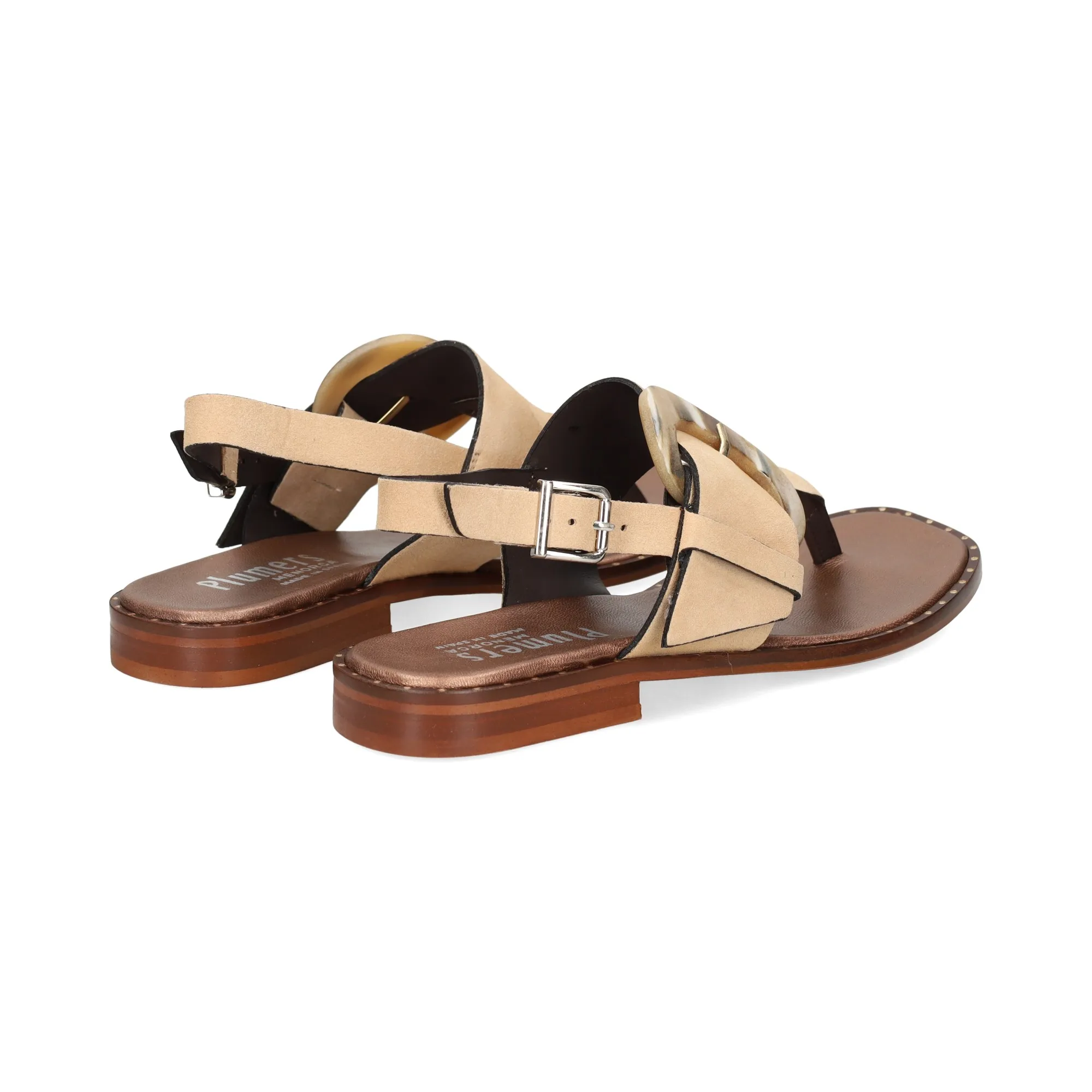 PLUMERS Sandalias planas de Mujer CAMEL
