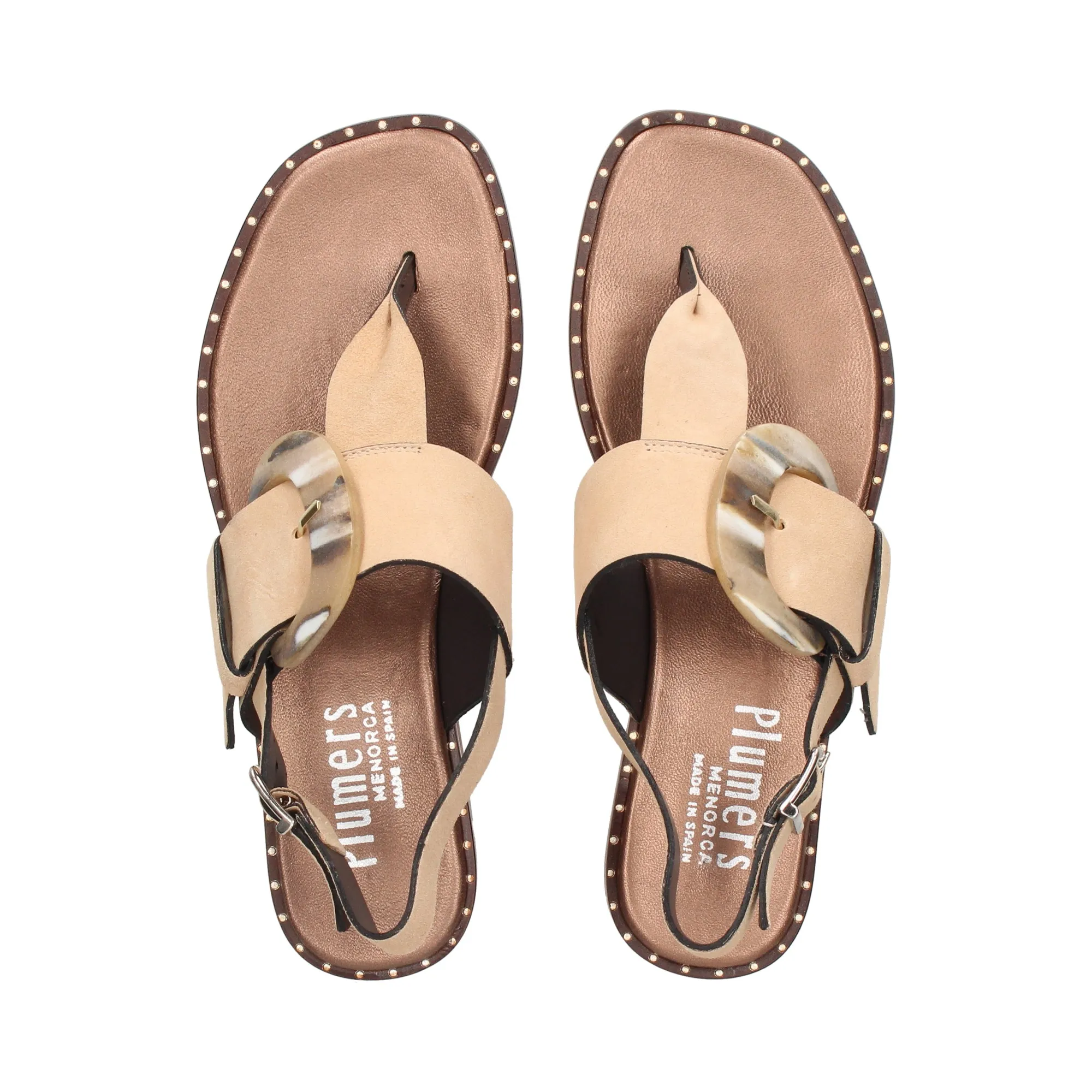 PLUMERS Sandalias planas de Mujer CAMEL