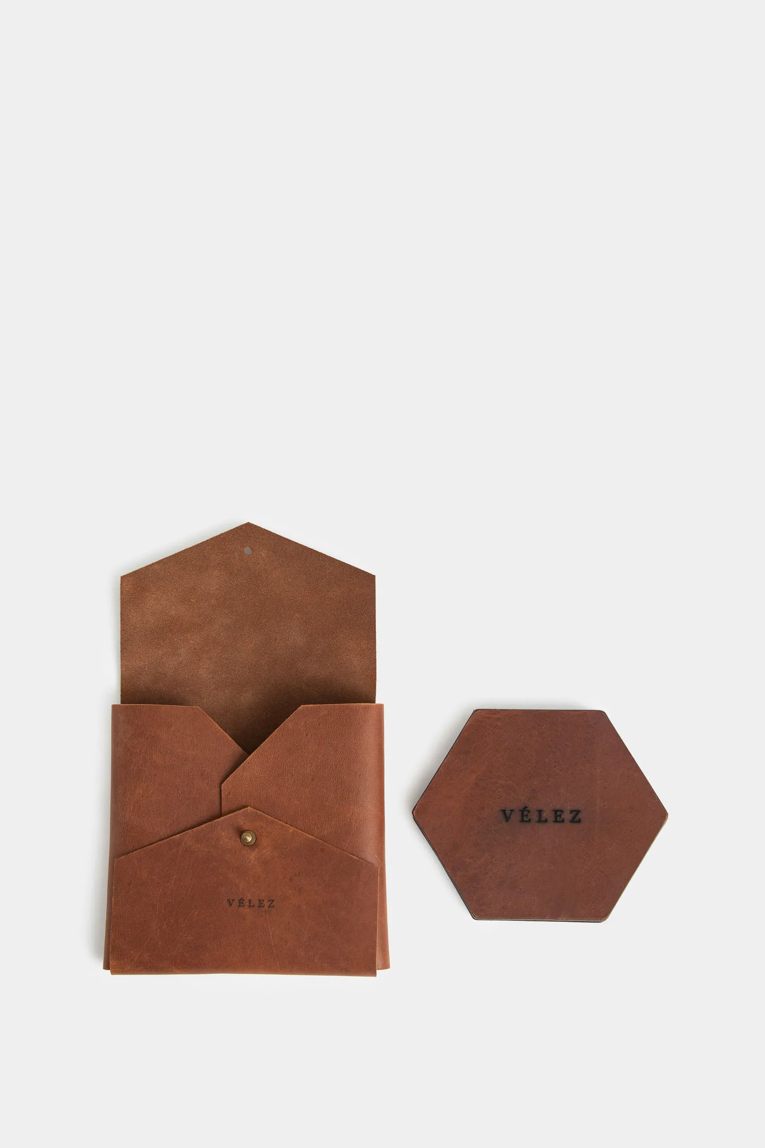 Portavasos Bourbon de cuero Set x4 Café Vélez