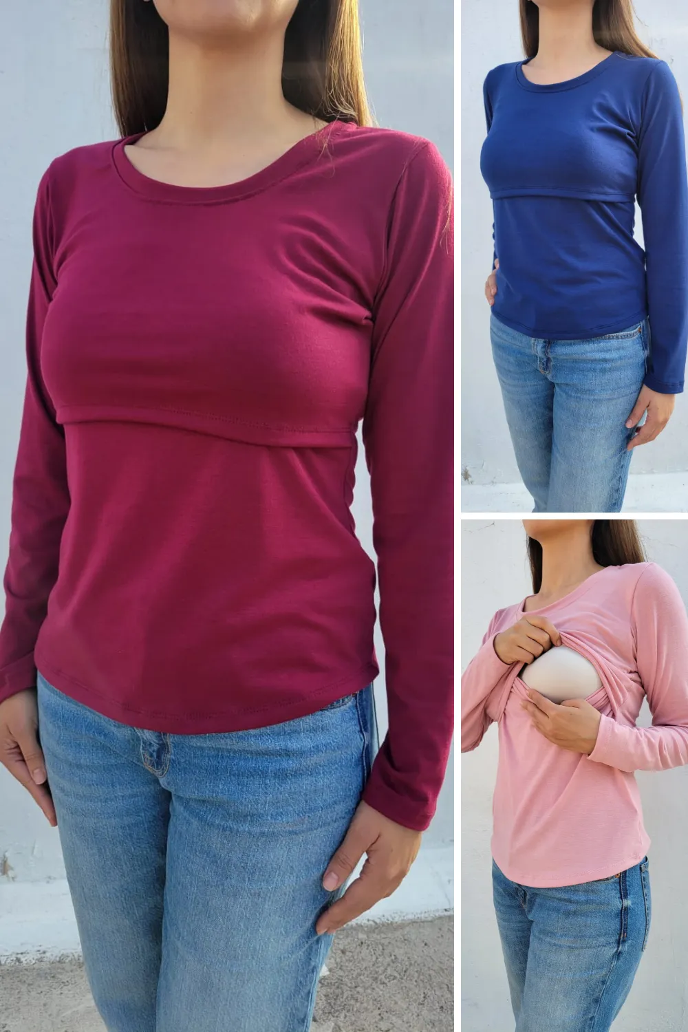 Promo 2 Blusas lactancia algodón manga larga