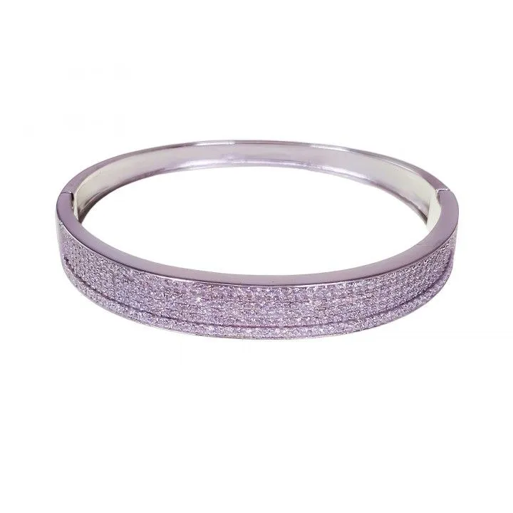 Pulsera Plata Brazalete Con Circonitas