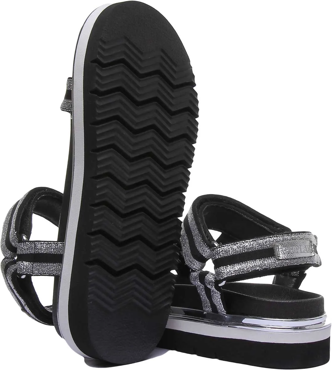 Replay Hyndem Sandalias de tiras de plataforma sintética para mujer en negro dorado