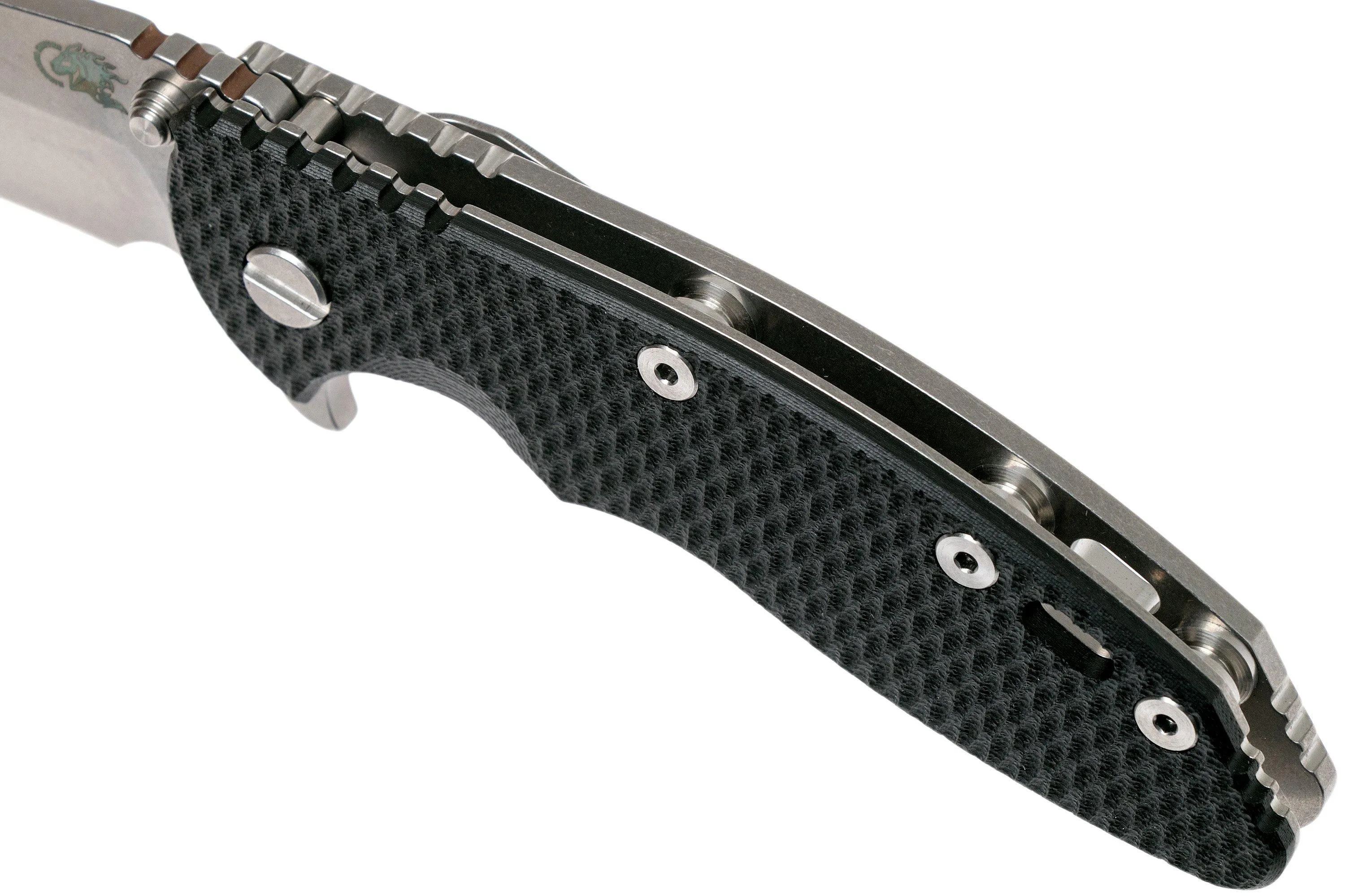 RICK HINDERER XM18 3.5 HARPOON SPANTO S35VN, BLACK G10 NAVAJA"