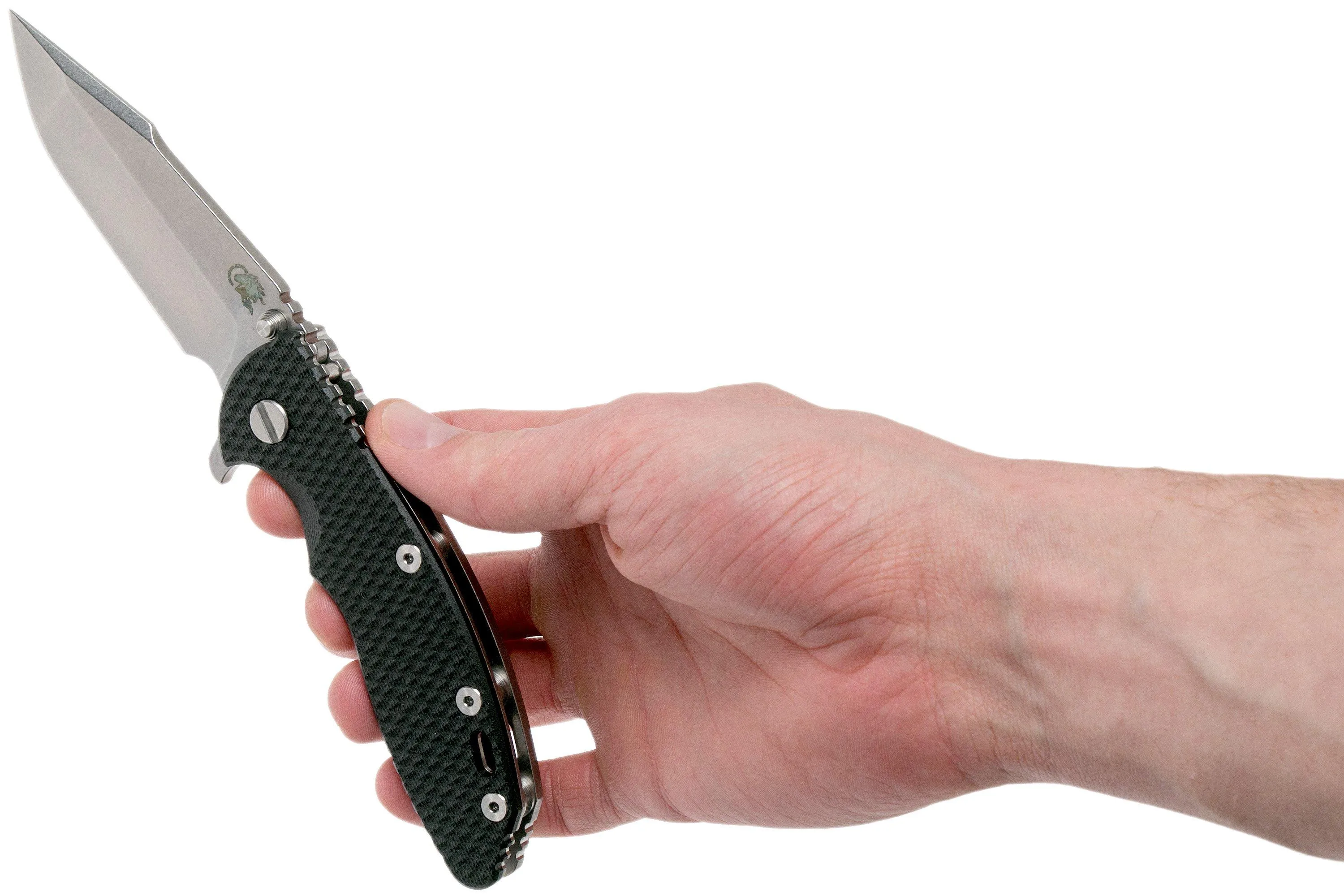 RICK HINDERER XM18 3.5 HARPOON SPANTO S35VN, BLACK G10 NAVAJA"