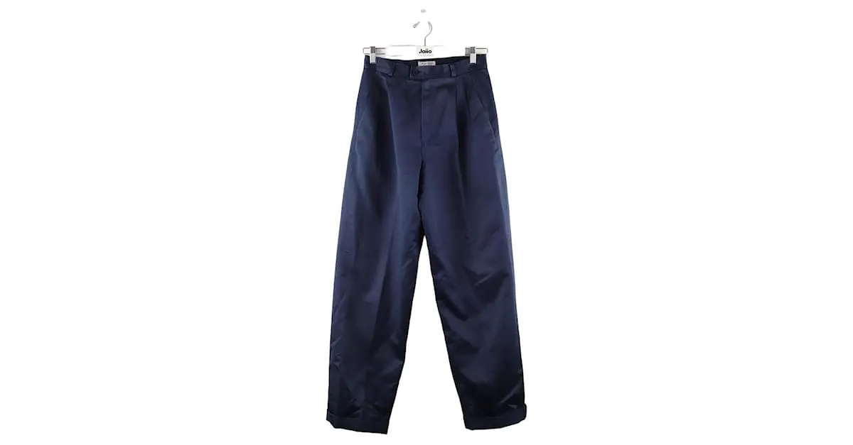 Saint Laurent Pantalón carrot de algodón Azul 
