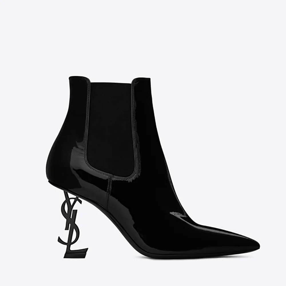 SAINT LAURENT YSL ZAPATOS MUJER BOTíN OPYUM EN CHAROL CON TACóN NEGRO80MM