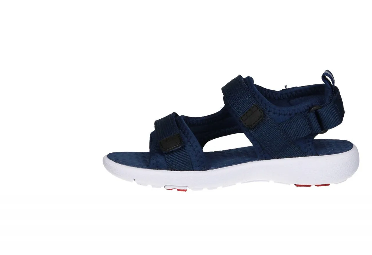 Sandalia Azul Tres Velcros Piso Blanco