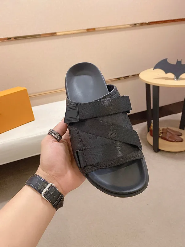 Sandalia de diseñador para hombres Honolulu Mule Leather Platform Slipper Canvas y Nylon Honolulus Sandalias planas de goma Tama