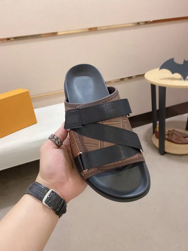 Sandalia de diseñador para hombres Honolulu Mule Leather Platform Slipper Canvas y Nylon Honolulus Sandalias planas de goma Tama