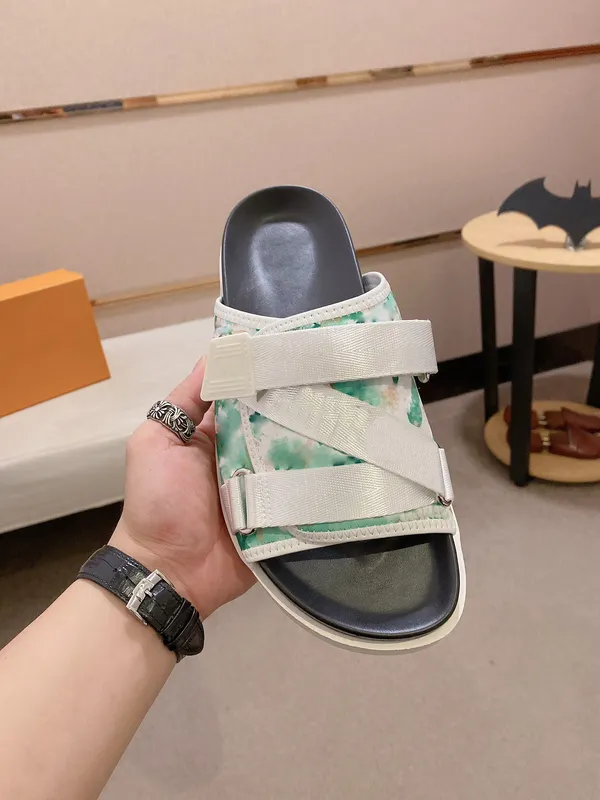 Sandalia de diseñador para hombres Honolulu Mule Leather Platform Slipper Canvas y Nylon Honolulus Sandalias planas de goma Tama
