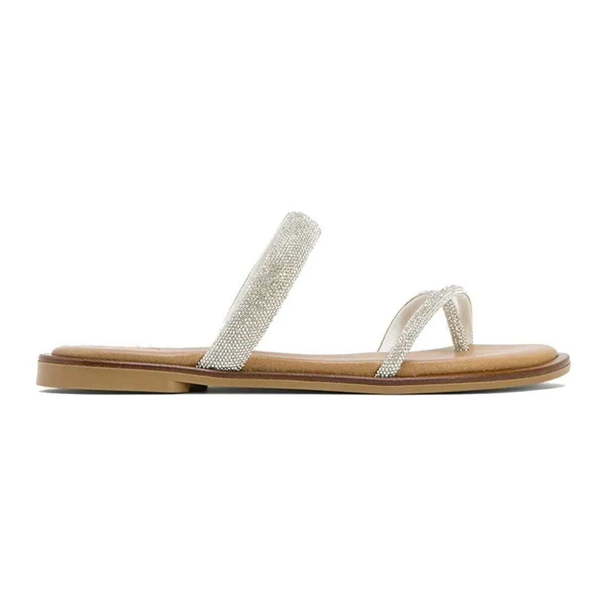 SANDALIAS BRILLANTES PLANAS PLATA  CALI 3008