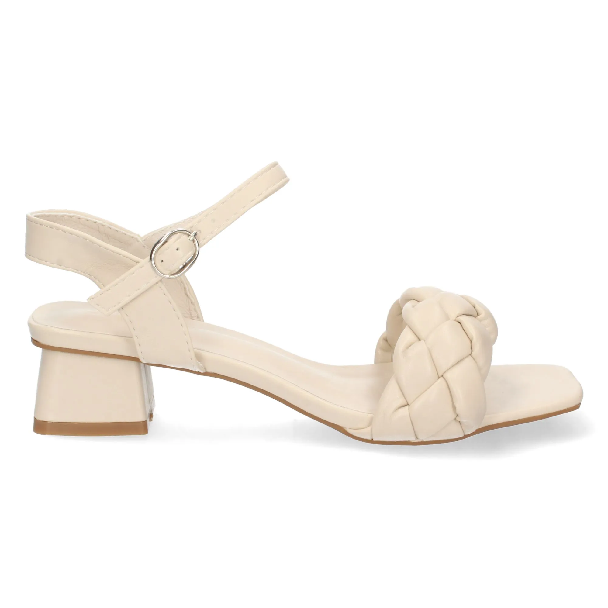 Sandalias de tacón bajo mujer color beige