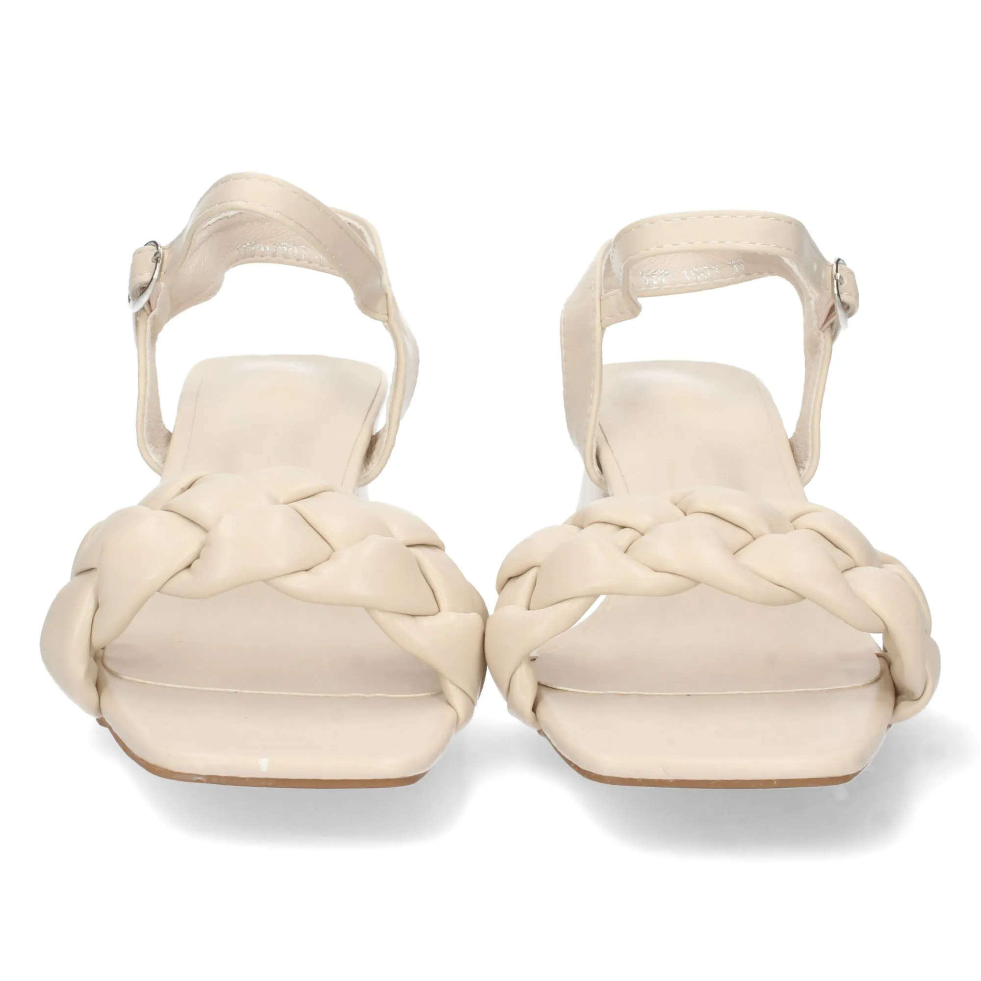 Sandalias de tacón bajo mujer color beige