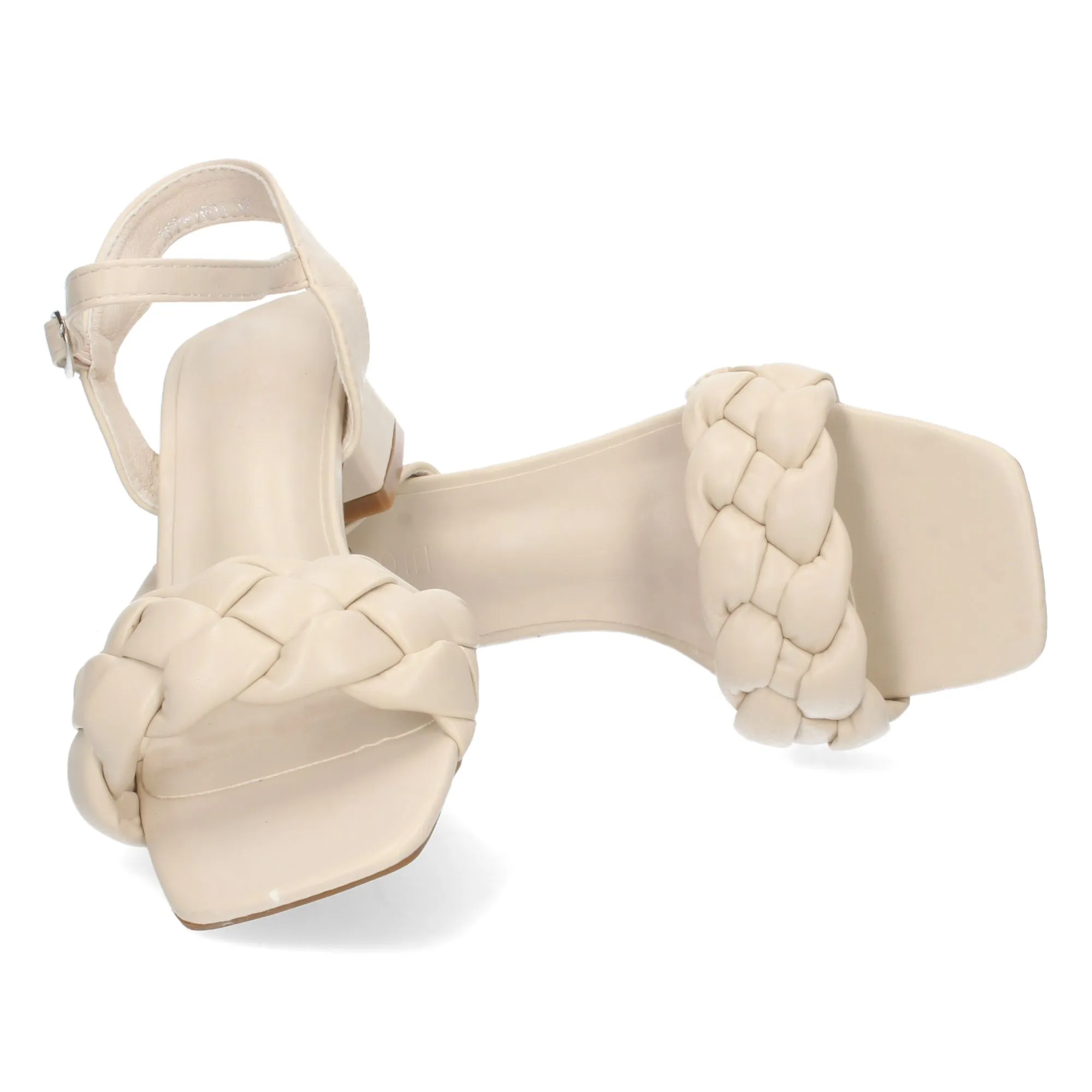 Sandalias de tacón bajo mujer color beige