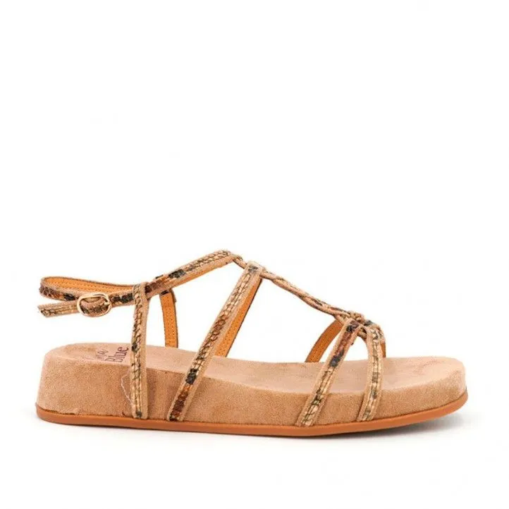 Sandalias planas Alma Blue marrones con cuerdas cruzadas