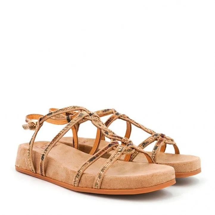 Sandalias planas Alma Blue marrones con cuerdas cruzadas