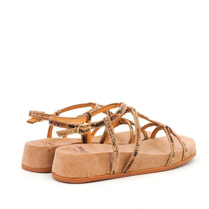 Sandalias planas Alma Blue marrones con cuerdas cruzadas