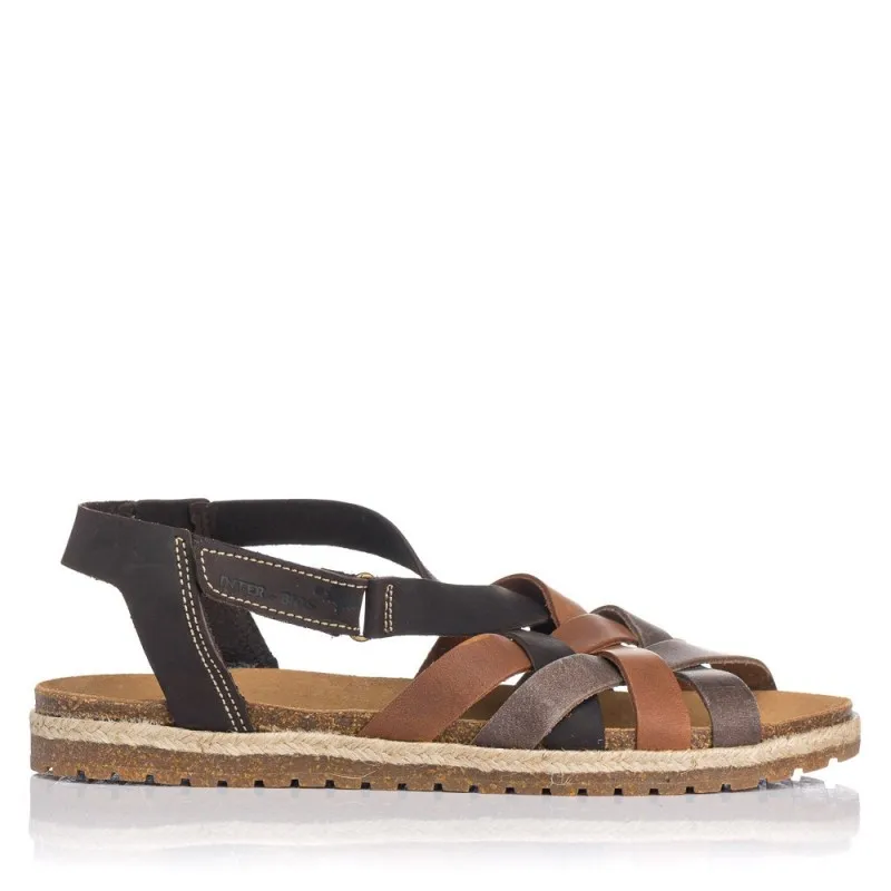 SANDALIAS PLANAS INTERBIOS 2202 MUJER MARRON