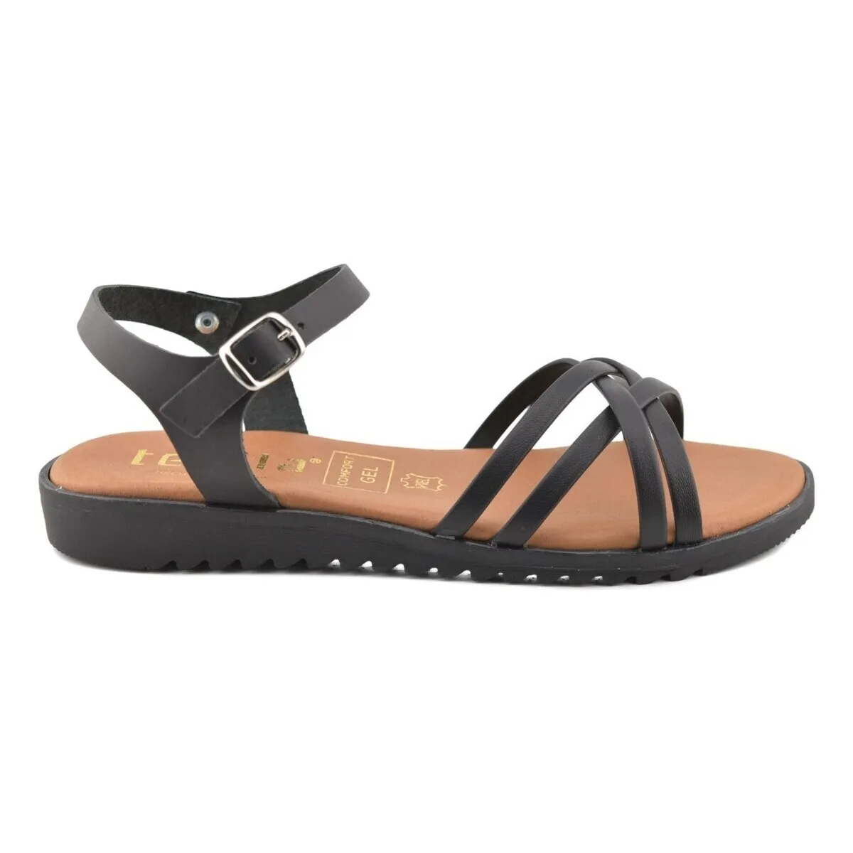 Sandalias planas negras de Piel by