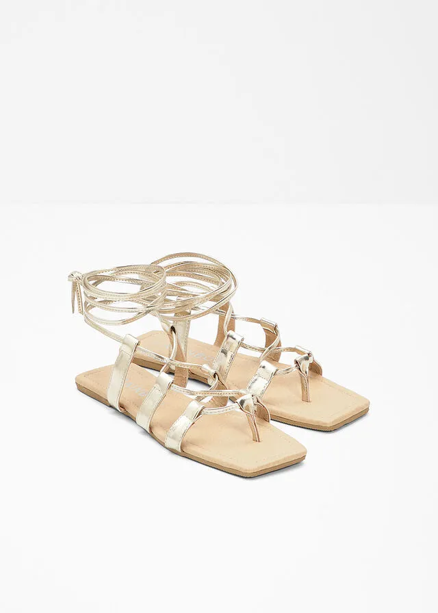 Sandalias planas Oro
