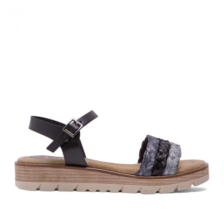 Sandalias planas Porronet RAFIA NEGRAS BRISA