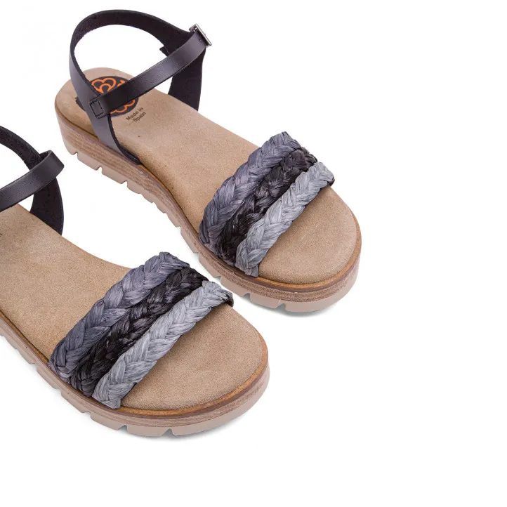 Sandalias planas Porronet RAFIA NEGRAS BRISA