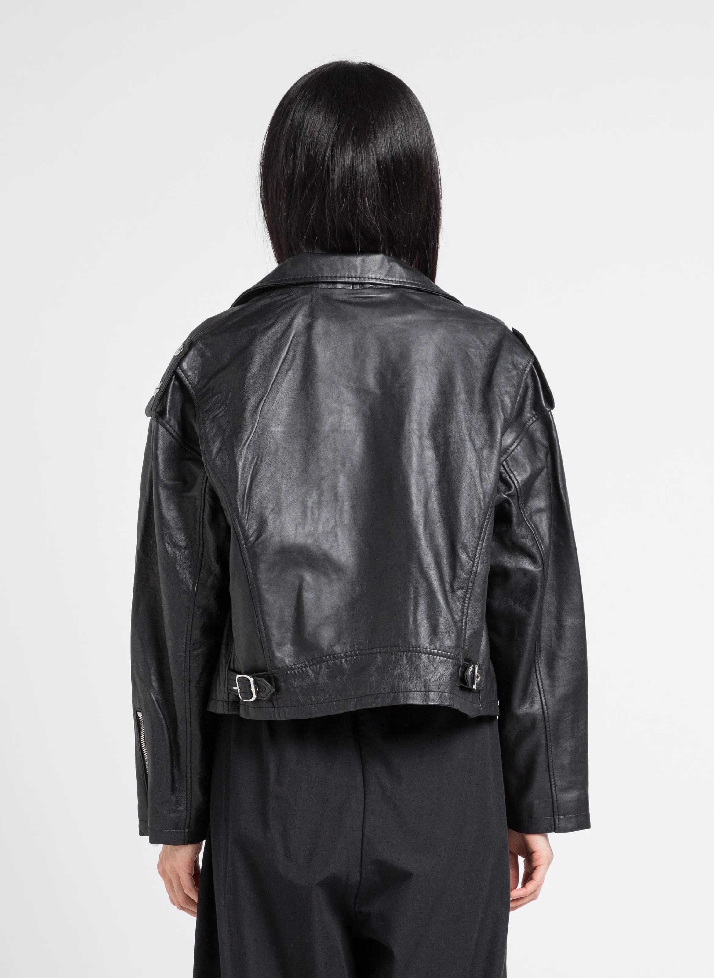 SCHOTT Chaqueta de cuero oversize en negro