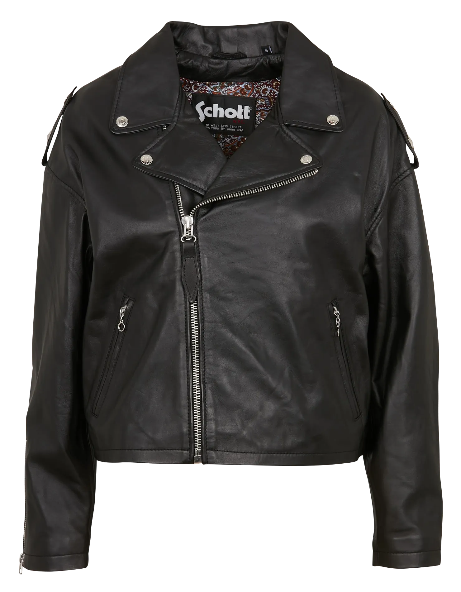 SCHOTT Chaqueta de cuero oversize en negro