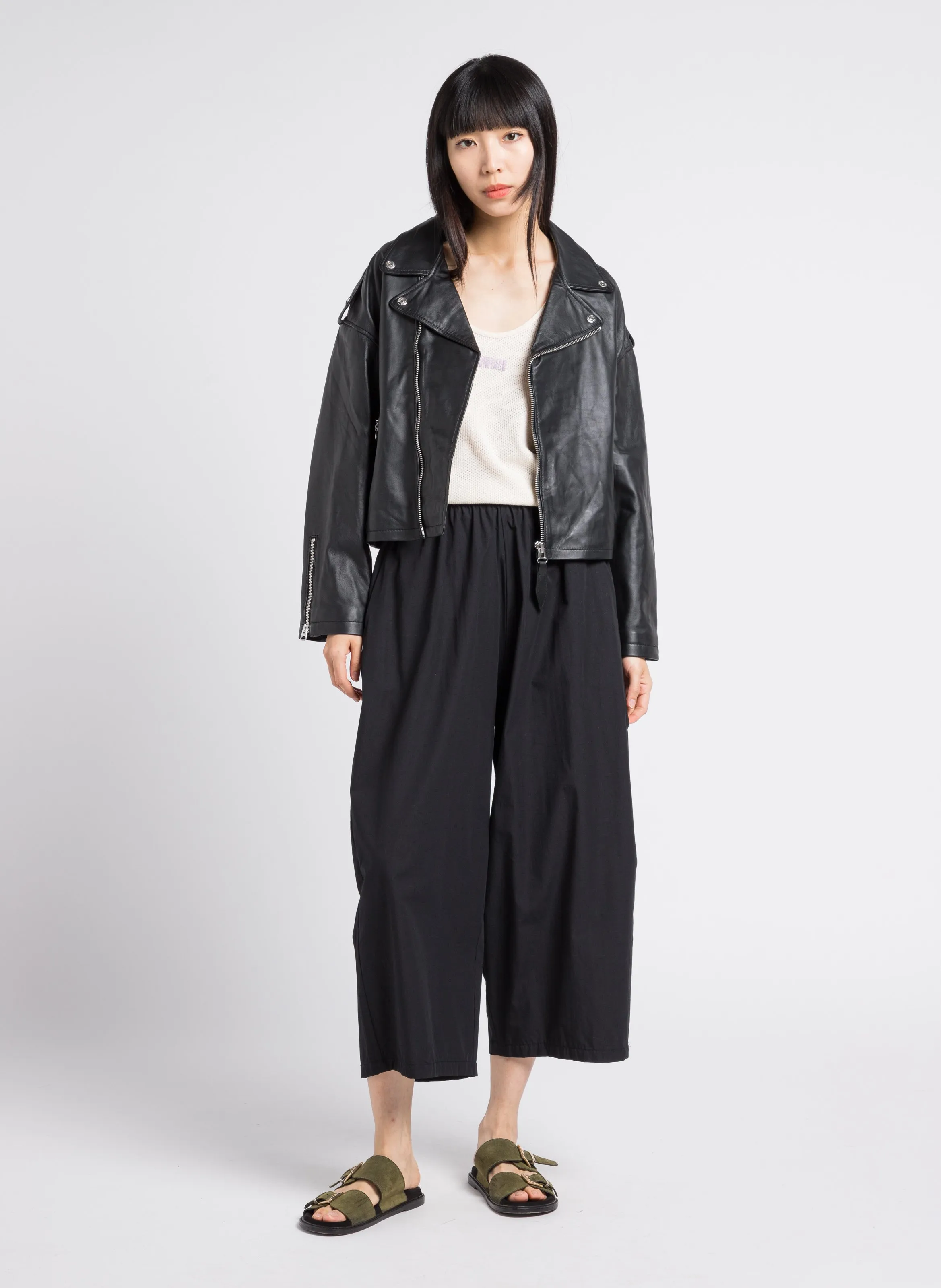 SCHOTT Chaqueta de cuero oversize en negro