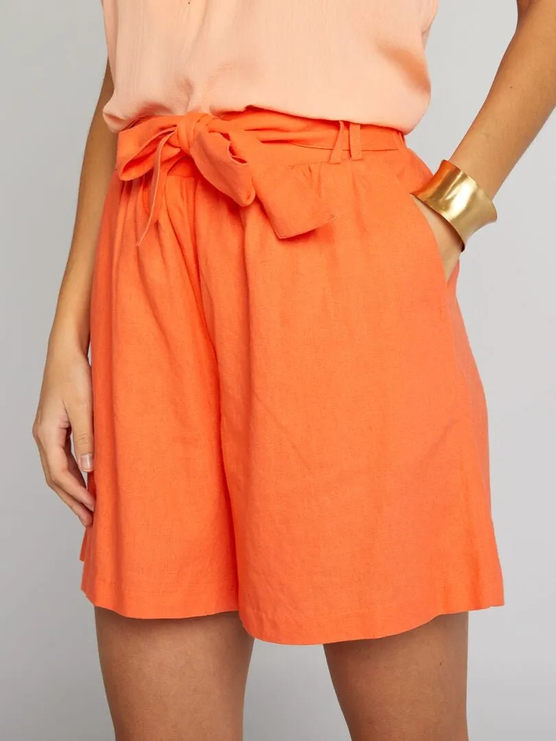 SHORT VAPOROSO CON CINTURóN  NARANJA