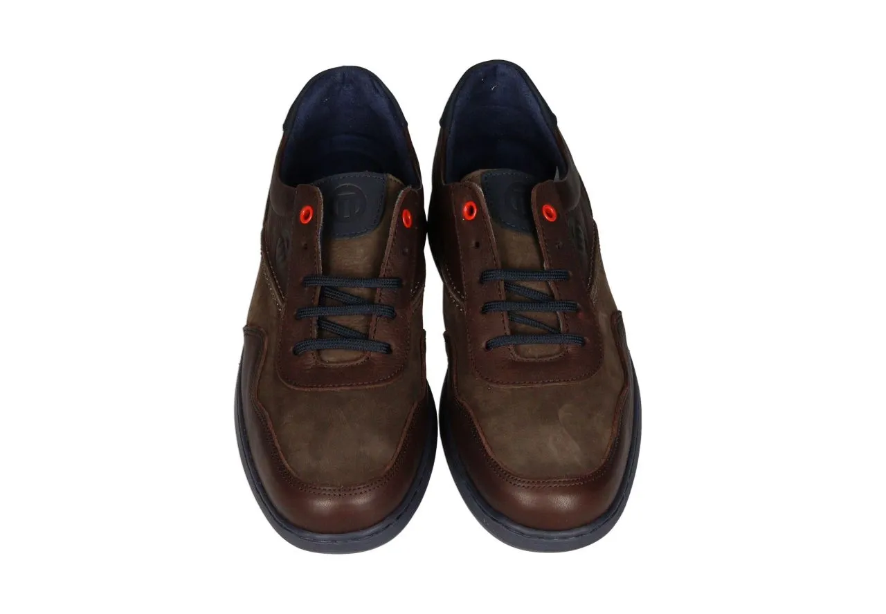 Sneaker Piel/nobuck Marron Talon y Piso Azul
