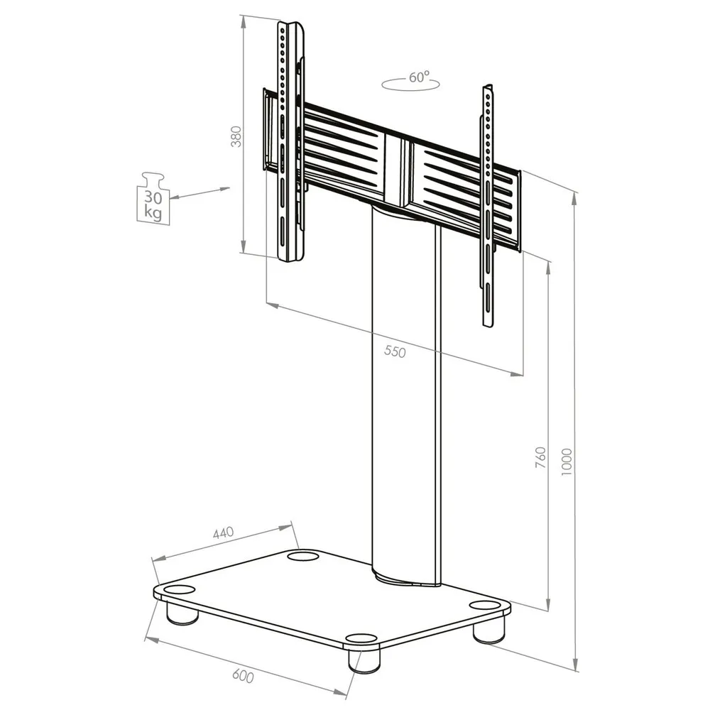 Soporte vertical de TV Bilano, plateado